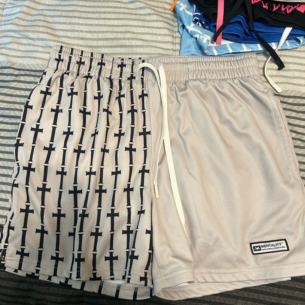 Men's Black and White Patterned Shorts